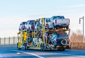 Cars on a auto transport truck