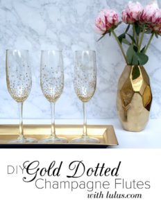 DIY Gold Dotten Champagne Flutes